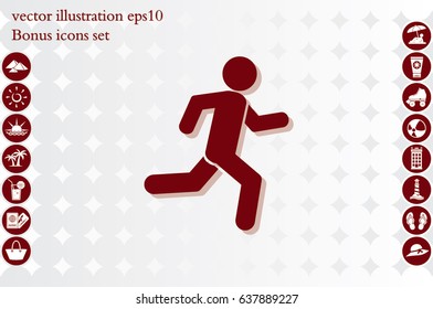 man running icon vector illustration eps10. Isolated badge athlete flat design for website or app - stock graphics