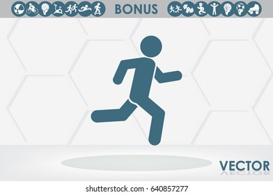 man running icon vector illustration eps10. Isolated badge athlete flat design for website or app - stock graphics