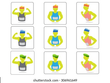 Man running icons, Racing Jogging,vector