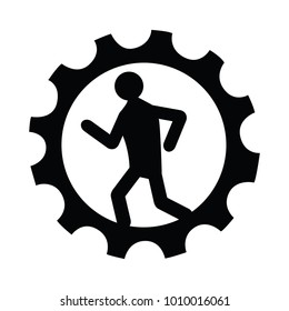 Man running inside a gear icon