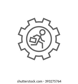 Man running inside the gear line icon.