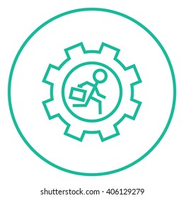 Man running inside the gear line icon.