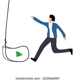 man running into a trap with money