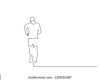 Man running isolated line drawing, vector illustration design. Urban lifestyle collection.