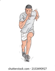 hombre corriendo, trotando, ilustración vectorial
