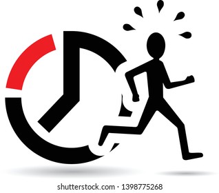 man running late, time management concept 