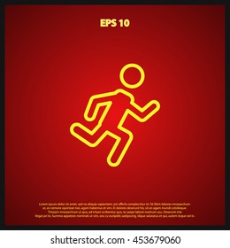 man running line icon