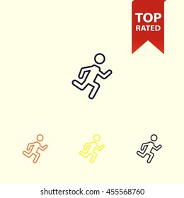 man running line icon