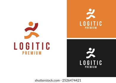 Man running for logistic logo design vector template illustration idea