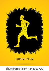 Man running, Marathon designed on splash grunge background graphic vector