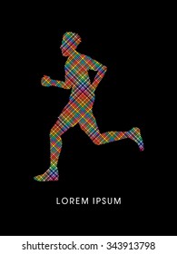 Man running, Marathon designed using colorful line graphic vector
