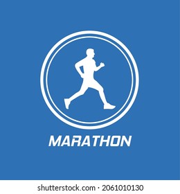 Mann, der Marathon und Jogging Embleme, Logos, Abzeichen läuft. Einzelbild