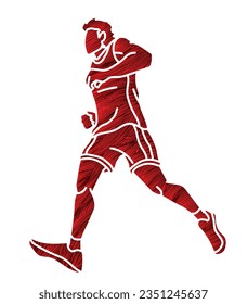 Un hombre con un vector gráfico deportivo de un corredor de maratón