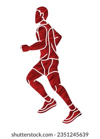 A Man Running Marathon Runner Cartoon Sport Graphic Vector