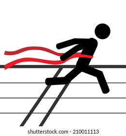 A Man Is Running A Marathon. It Is A Stick Figure Vector. EPS10 