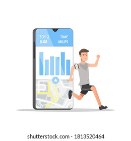a man running with mobile app illustration