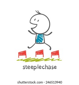 man running with obstacles illustration