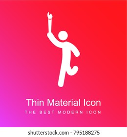 Man Running with Olympic Torch red and pink gradient material white icon minimal design