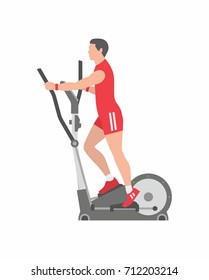 Man running on elliptical machine