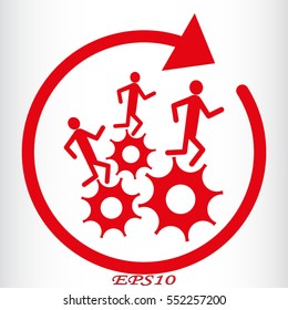 man running on gears, icon, vector illustration eps10