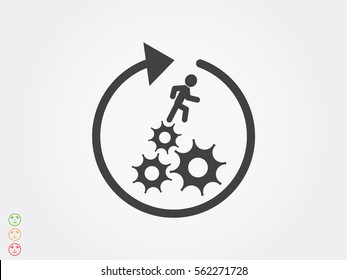 man running on gears, icon, vector illustration eps10