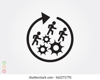 man running on gears, icon, vector illustration eps10
