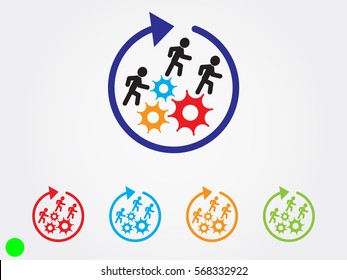 man running on gears, icon, vector illustration eps10