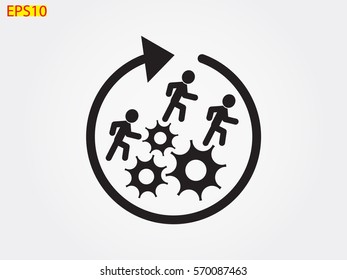 man running on gears, icon, vector illustration eps10