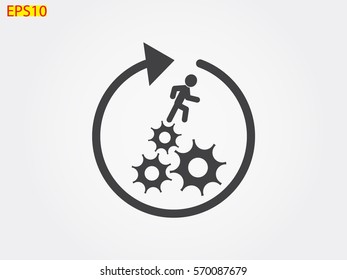 man running on gears, icon, vector illustration eps10