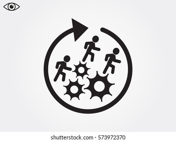 man running on gears, icon, vector illustration eps10
