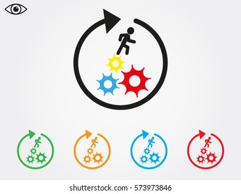 man running on gears, icon, vector illustration eps10