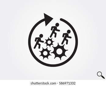 man running on gears, icon, vector illustration eps10