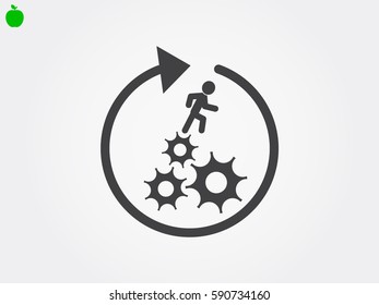 man running on gears, icon, vector illustration eps10
