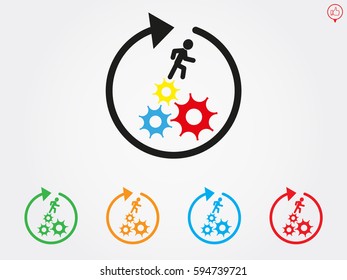 man running on gears, icon, vector illustration eps10