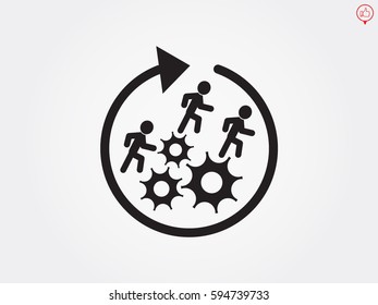 man running on gears, icon, vector illustration eps10