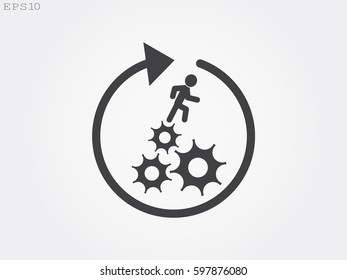 man running on gears, icon, vector illustration eps10