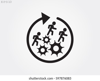 man running on gears, icon, vector illustration eps10