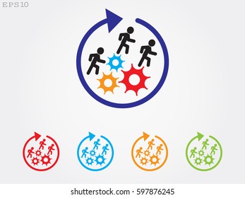 man running on gears, icon, vector illustration eps10