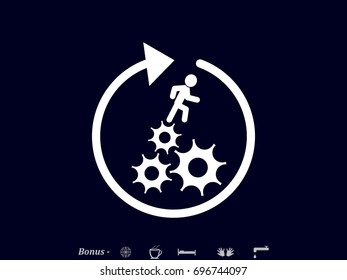 man running on gears, icon, vector illustration eps10