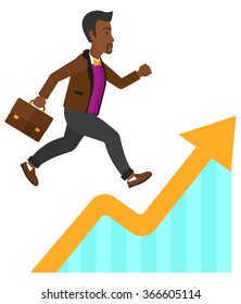Man running on growth graph. 