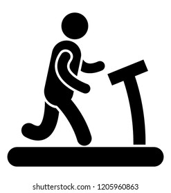Man running on a machine depicting treadmill workout 