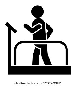 Man running on a machine depicting treadmill workout 
