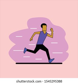 man running on pink background