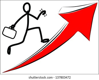  man running on red arrow vector