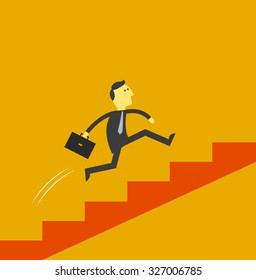man running on stair