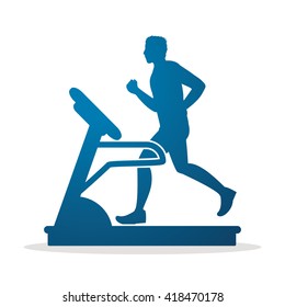 Man Running On A Treadmill Graphic Vector