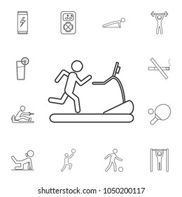 Man Running on Treadmill in Gym Icon. Detailed set of gym and fitness icons. Premium quality graphic design. One of the collection icons for websites, web design, mobile app on white background