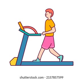 Man running on a treadmill. Healthy Lifestyle. Vector illustration