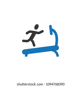 Man Running On Treadmill Icon Blue
