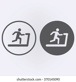 Man Running on a Treadmill icon set in circle . Vector illustration